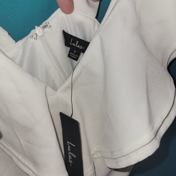 Lulus White Ruffle V-Neck Sleeveless Cocktail Dress S - Picture 5 of 8